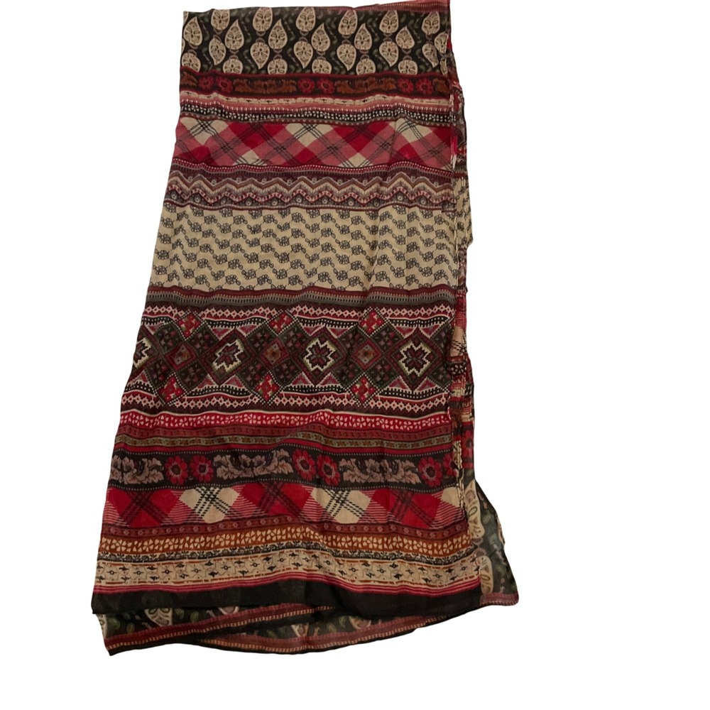 Gold Coast Bohemian Patchwork Scarf Wrap Shawl Red Beige Boho‎ Festival